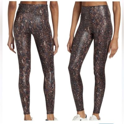 Spanx Faux Leather Snake Shine Leggings in Color Mocha Snake